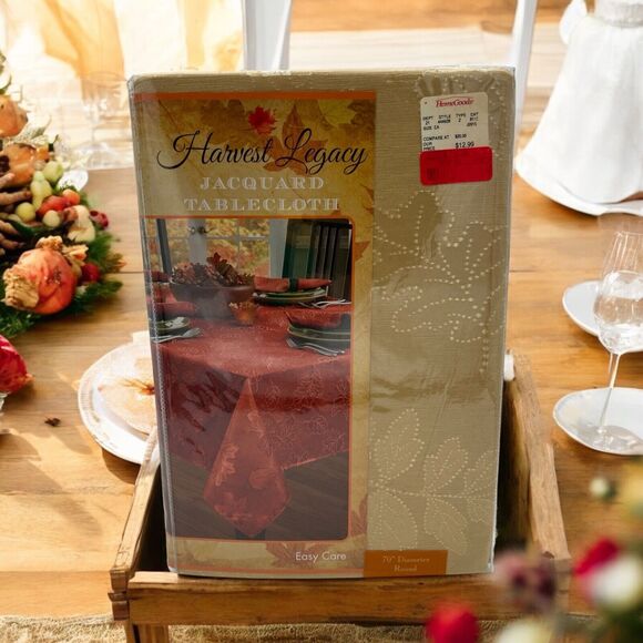 Benson Mills Gold Harvest Legacy Jacquard Tablecloth 70” Round - Picture 1 of 7